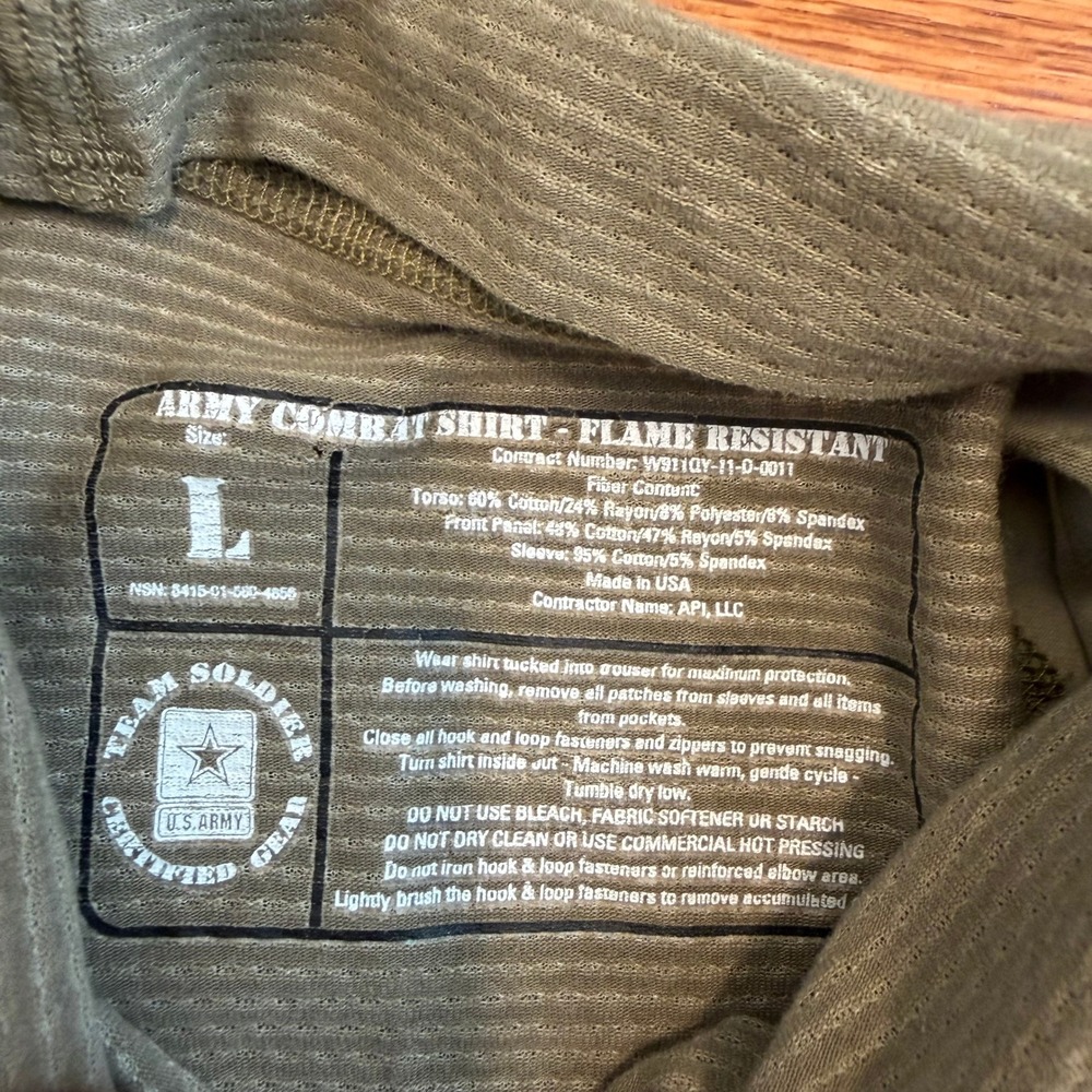Massif Army Combat Shirt Large Flame Resistant Multicam Full Throttle NYC Logo - Picture 8 of 14